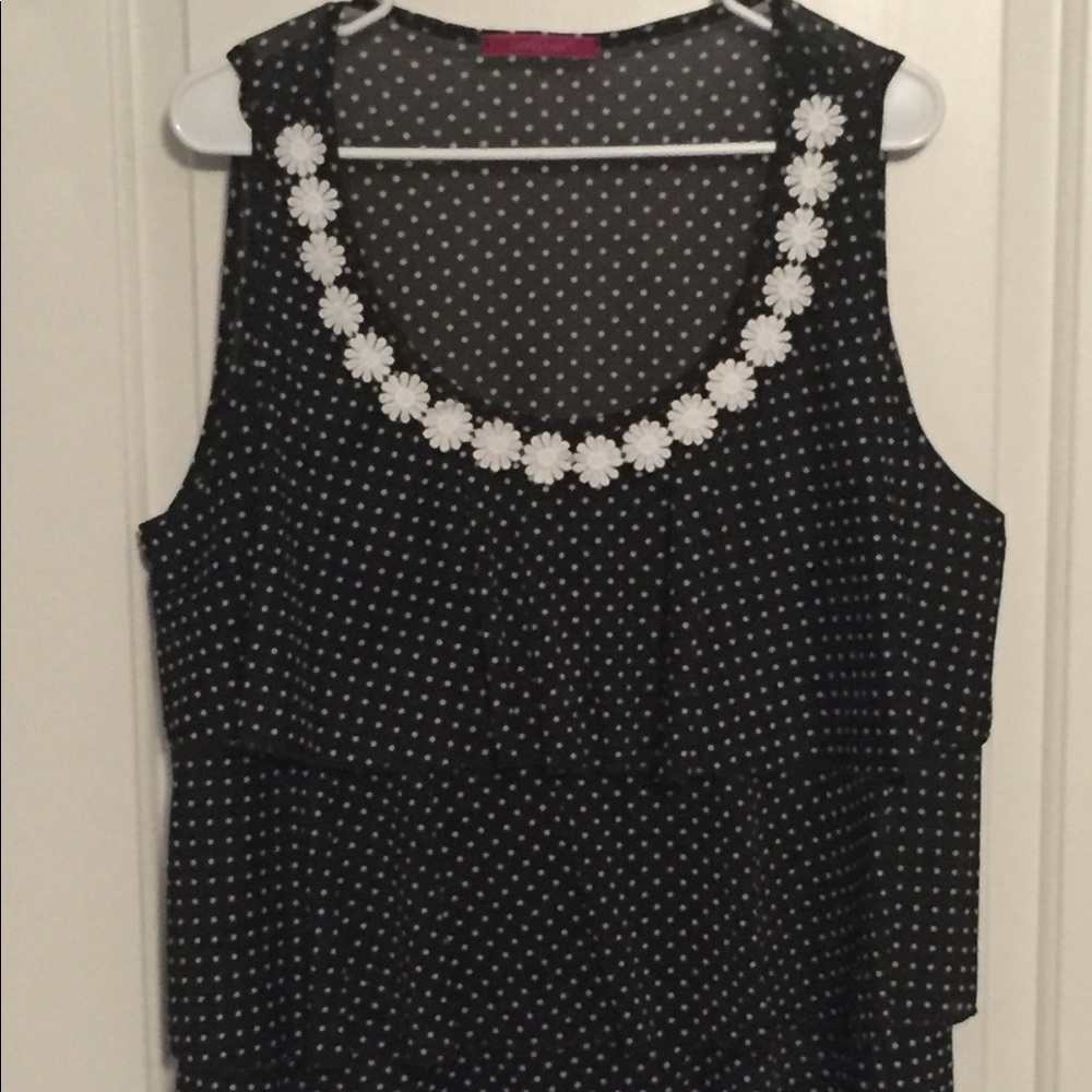 Polka dot ruffled tank